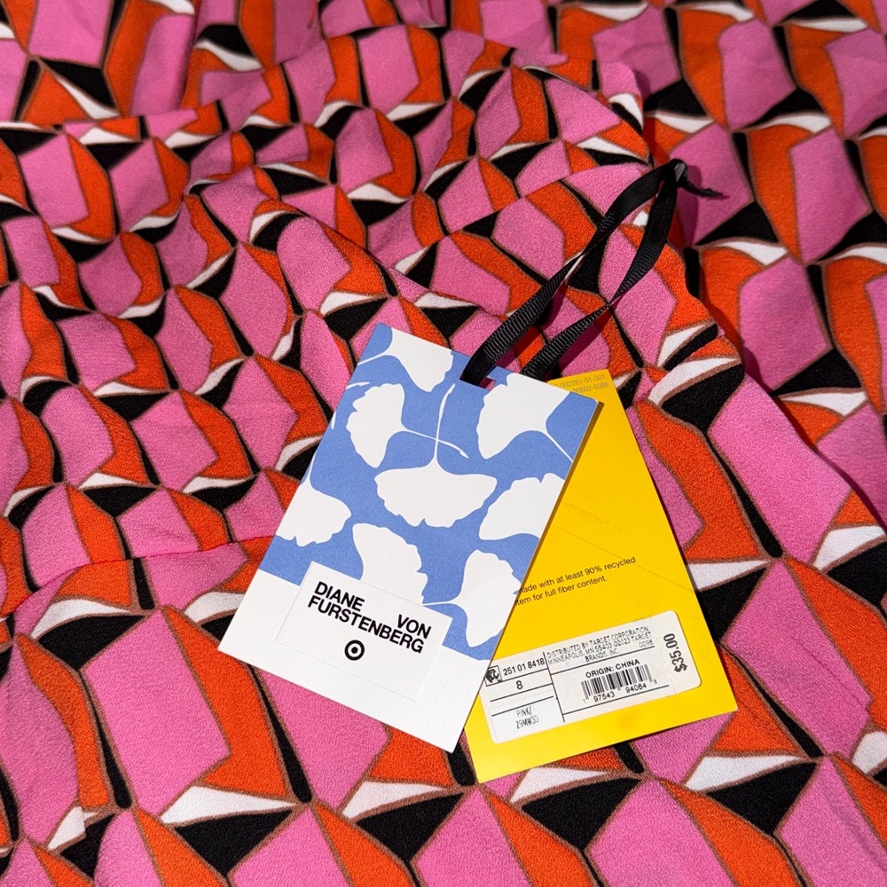 Diane Von Furstenberg X Target 90's Shift Pink Modern Geo Mini Dress - Picture 5 of 5